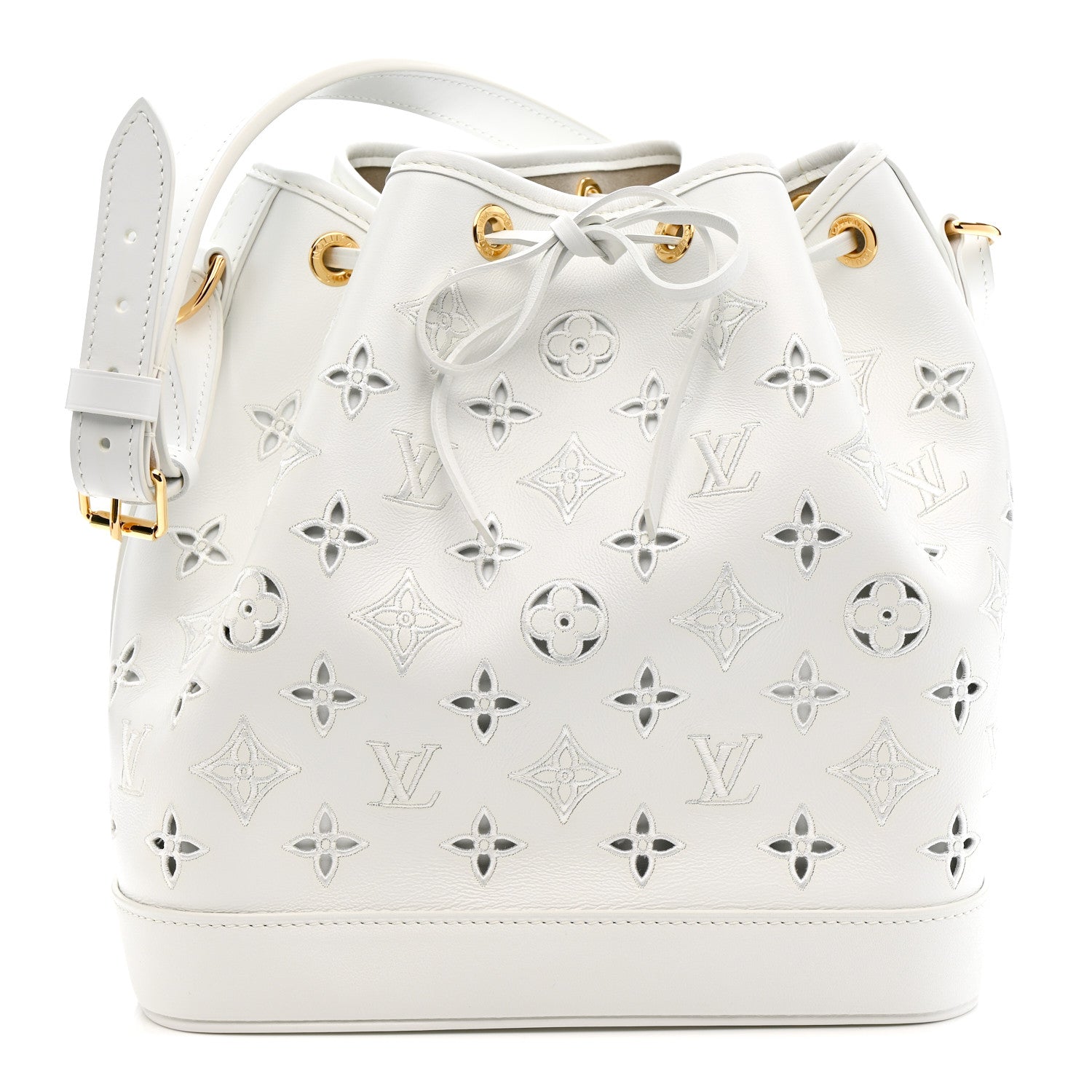 T*S様 Louis Vuitton ホワイト ボディバッグ Louis Vuitton Calfskin Monogram Cutout Petit Noe White 1828461