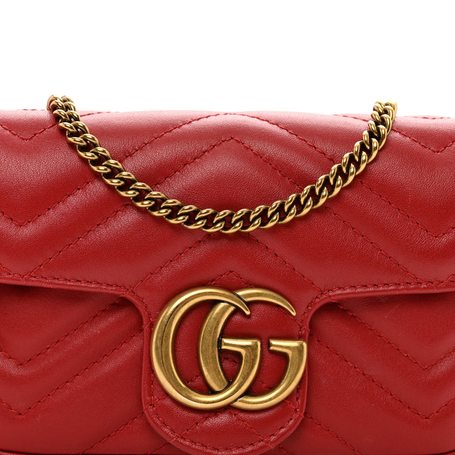Gucci Calfskin Matelasse Super Mini GG Marmont Shoulder Bag Hibiscus Red 5 of 10