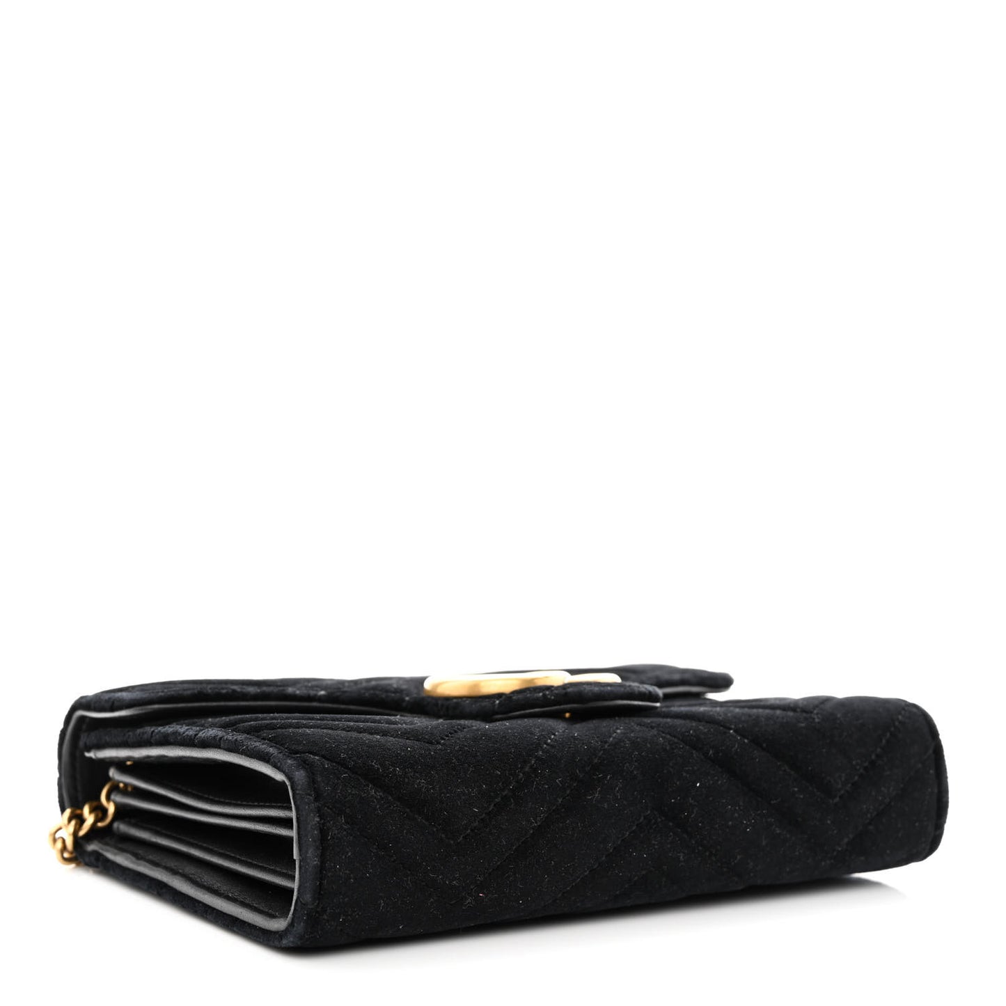 Velvet Matelasse GG Marmont Chain Wallet Black