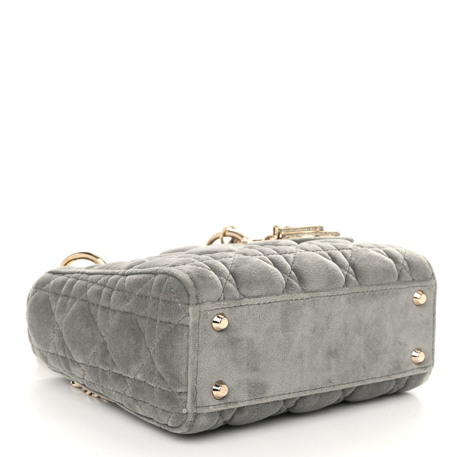 Christian Dior Velvet Mini Lady Dior Gray 4 of 10