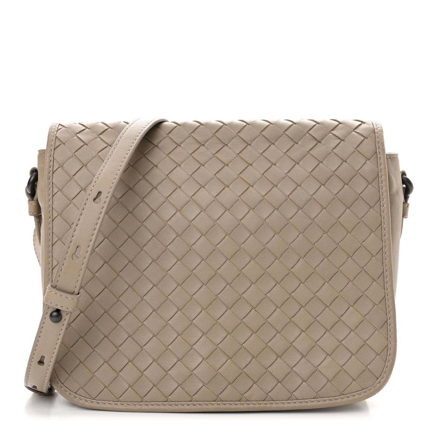 Nappa Intrecciato Mini Flap Crossbody Fume