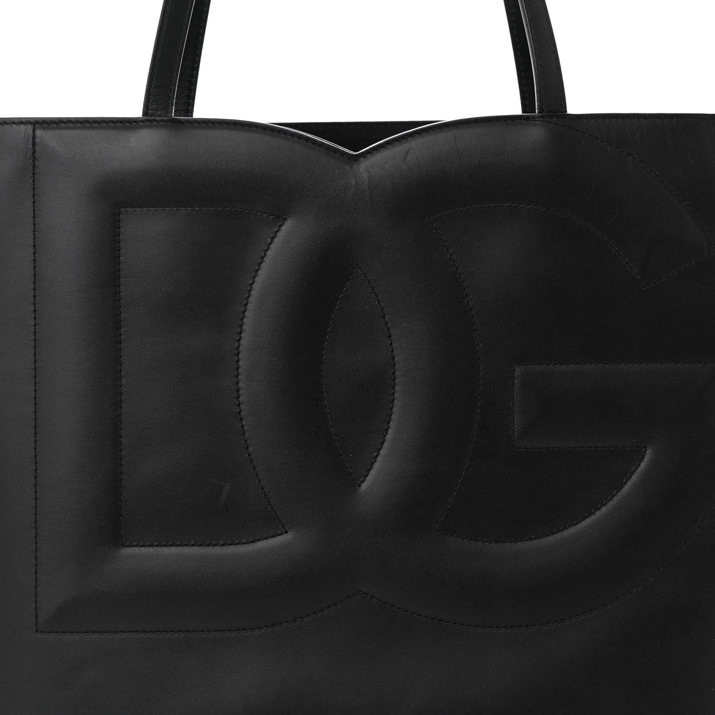 Calfskin DG Logo Shopper Tote Black