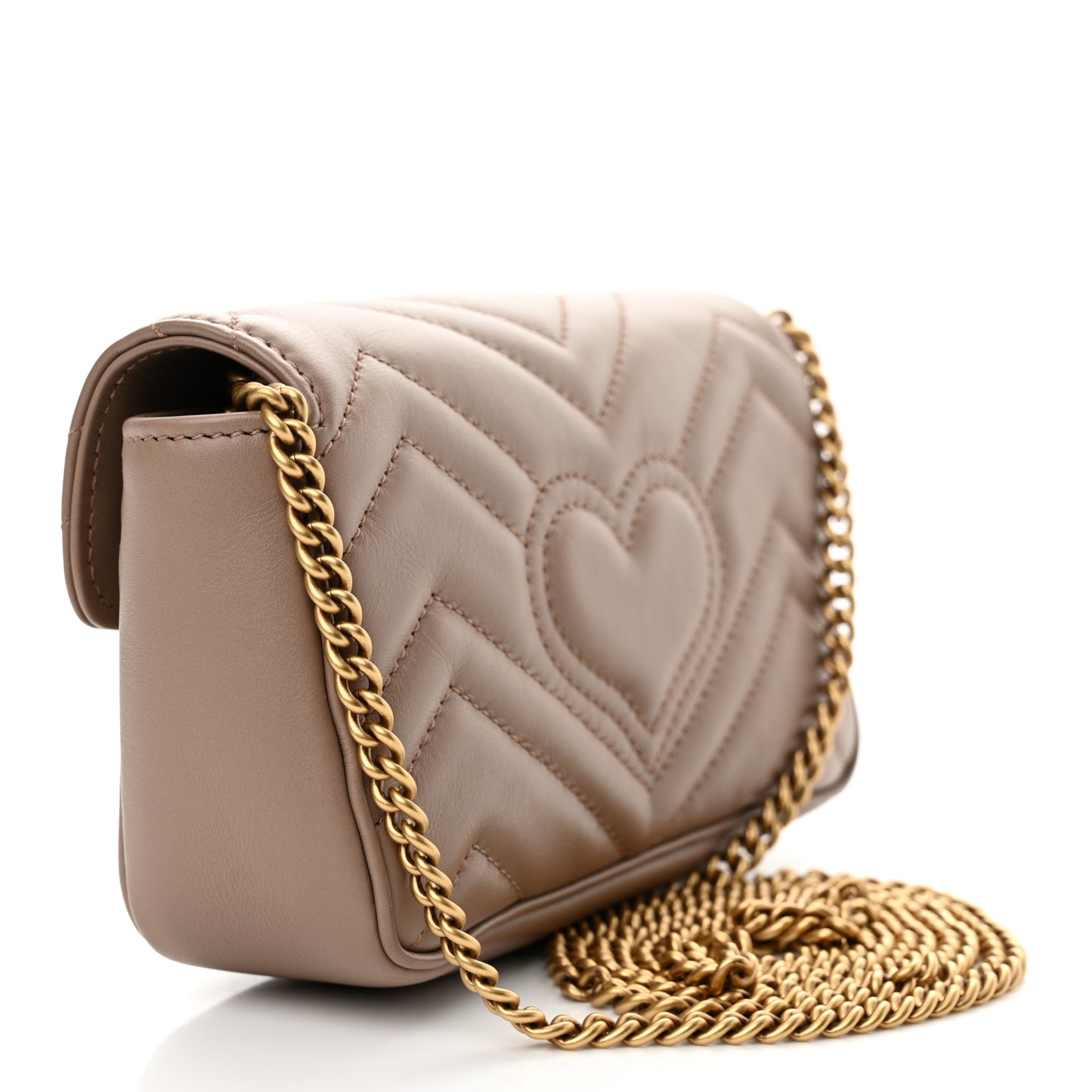 Calfskin Matelasse Super Mini GG Marmont Shoulder Bag Porcelain Rose