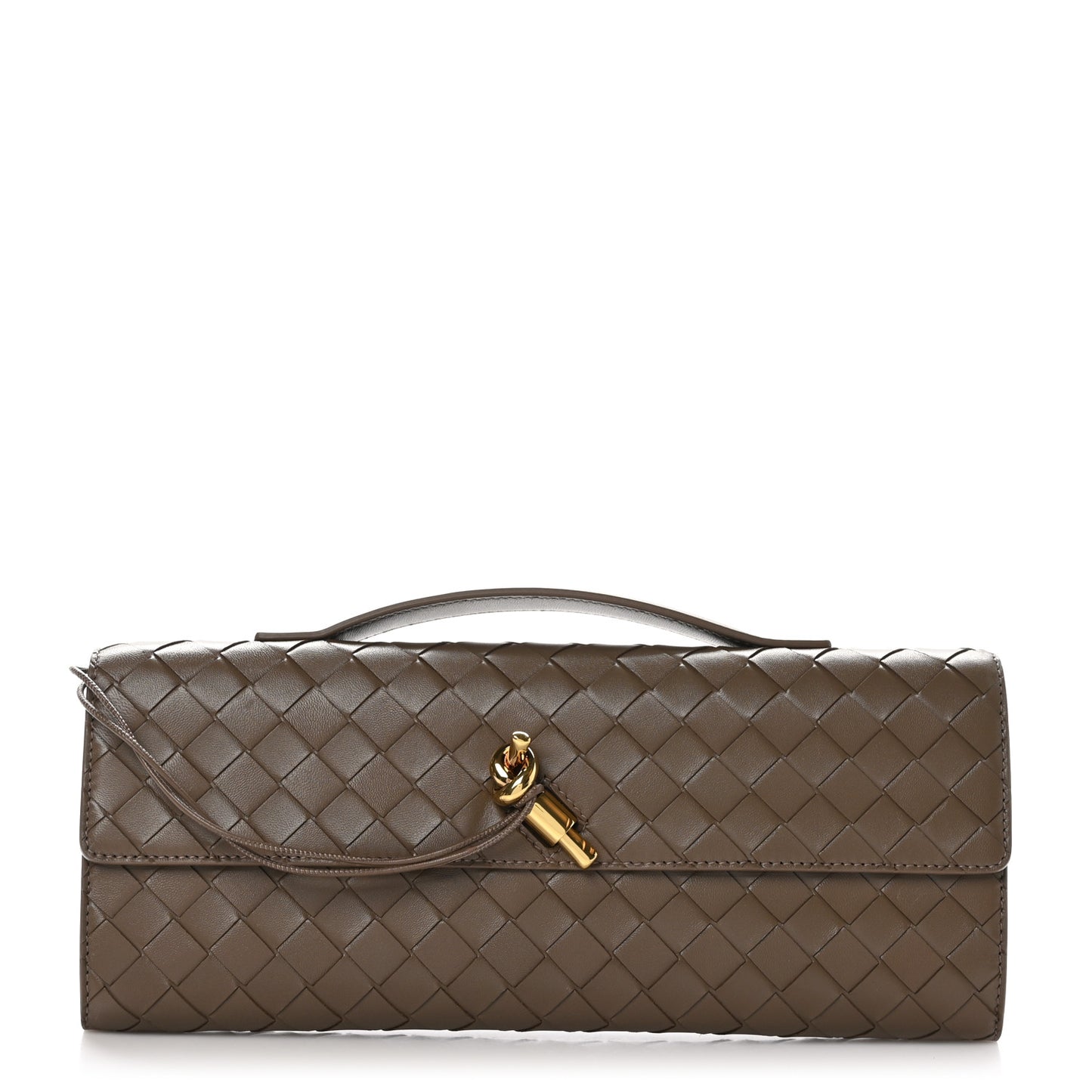 Nappa Intrecciato Long Andiamo Top Handle Clutch Pinecone