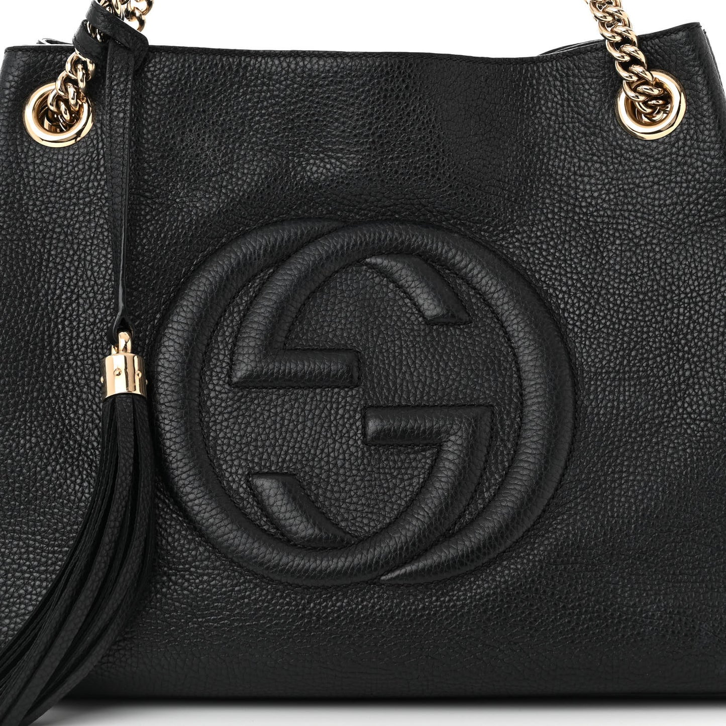 Pebbled Calfskin Medium Soho Chain Shoulder Bag Black