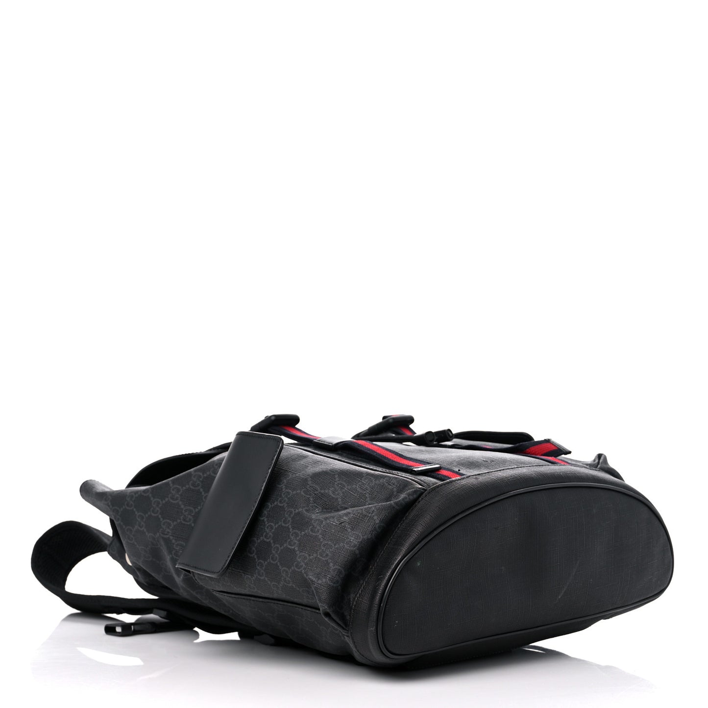 Soft GG Supreme Monogram Calfskin Web Double Buckle Backpack Black