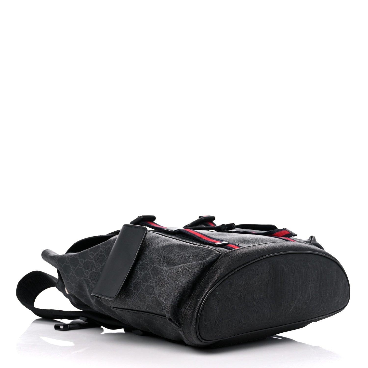 Gucci Soft GG Supreme Monogram Calfskin Web Double Buckle Backpack Black 4 of 19