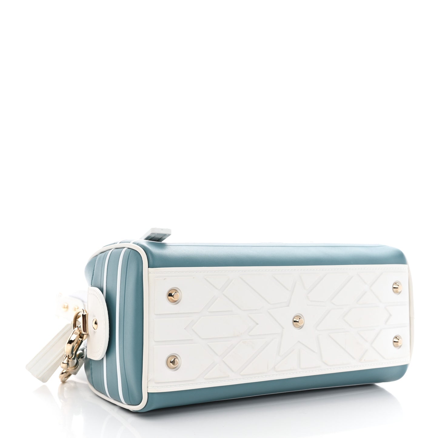 Calfskin Small Dior Vibe Zip Bowling Bag Turquoise