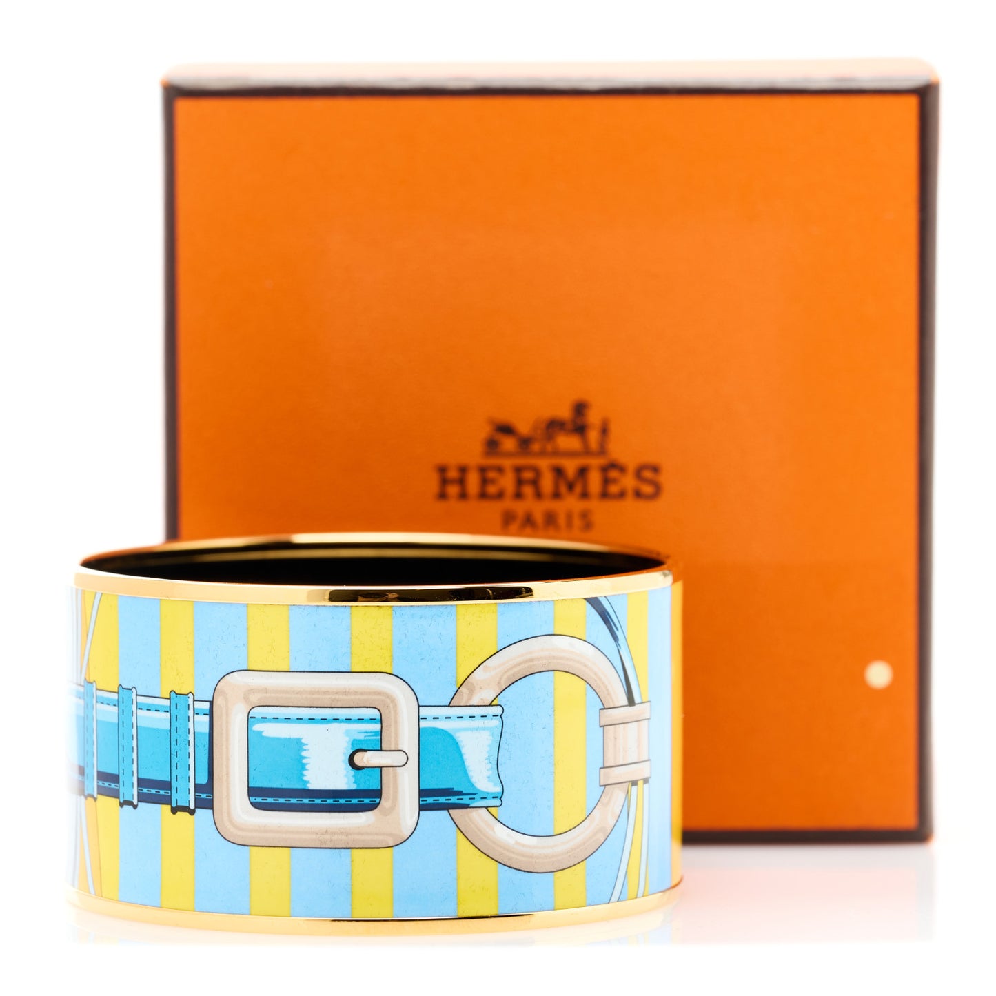 Enamel Printed Coaching Extra Wide Bracelet 62 Pollen Et Azur