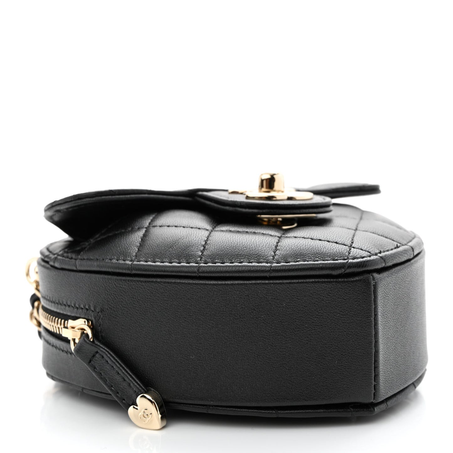 Lambskin Quilted CC In Love Heart Clutch With Chain Black
