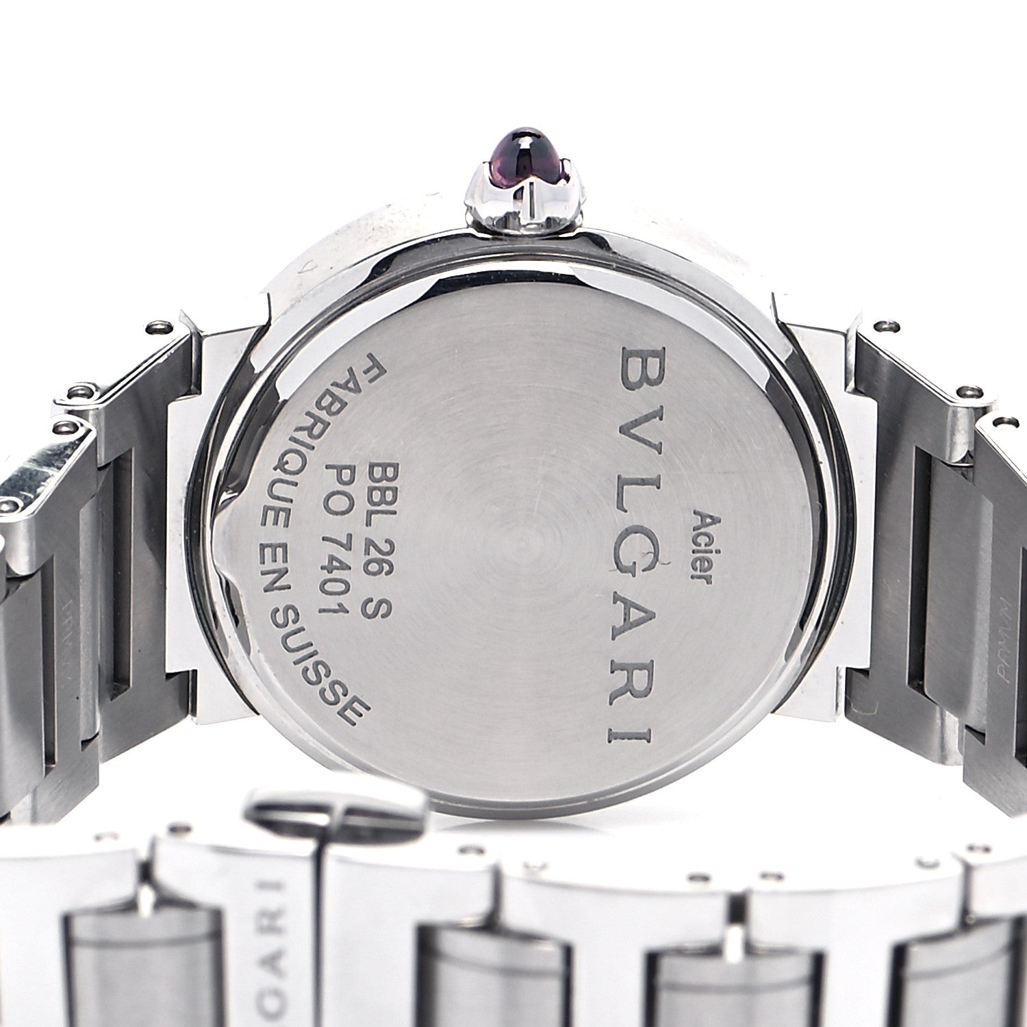 Bulgari Stainless Steel Diamond 26mm Quartz Watch Purple 4 of 5