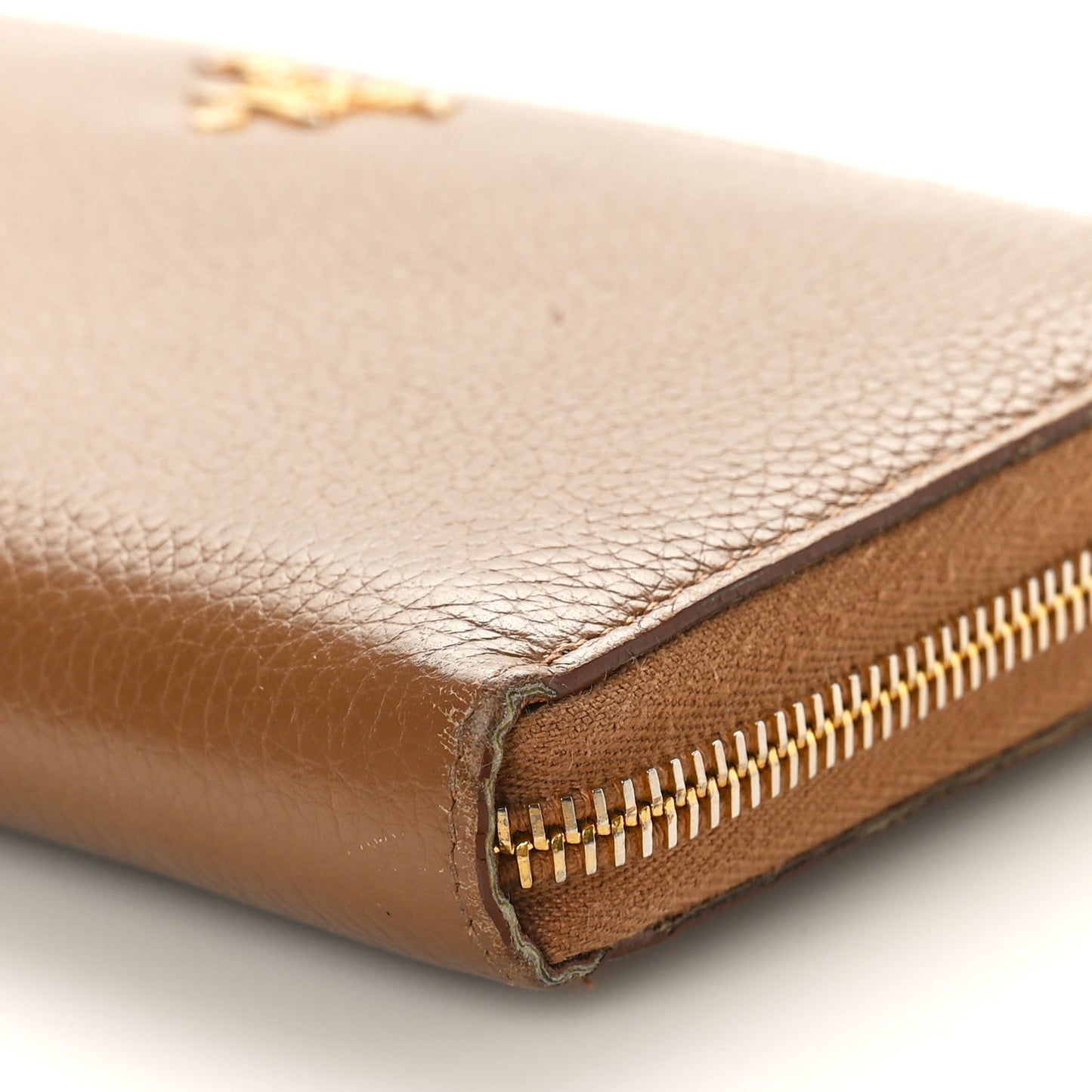Daino Bi-Color Metal Zip Around Wallet Caramel Papaya