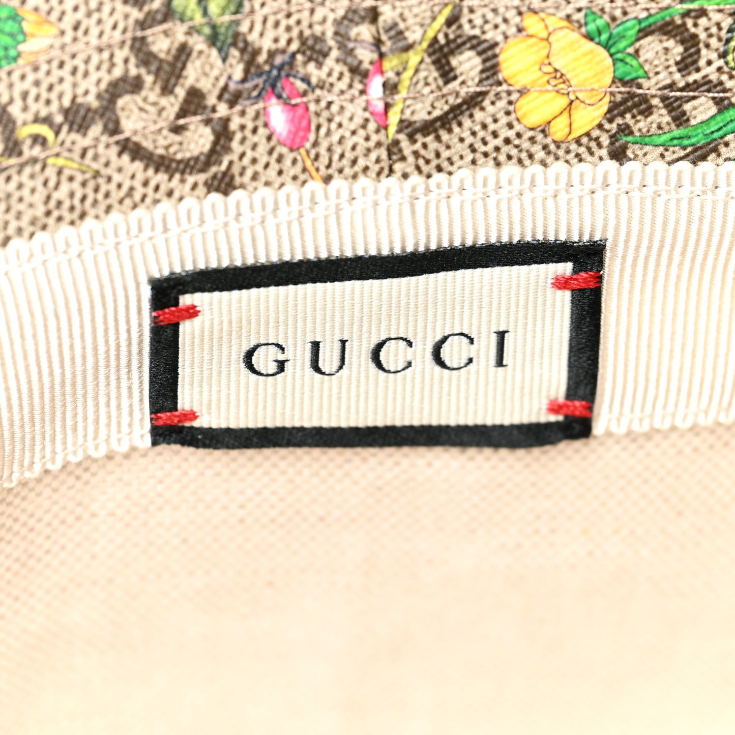 GG Supreme Monogram Flora Bucket Hat M Red