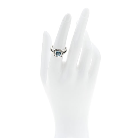 Sterling Silver Diamond Blue Topaz 7mm Petite Albion Ring 53 6.5