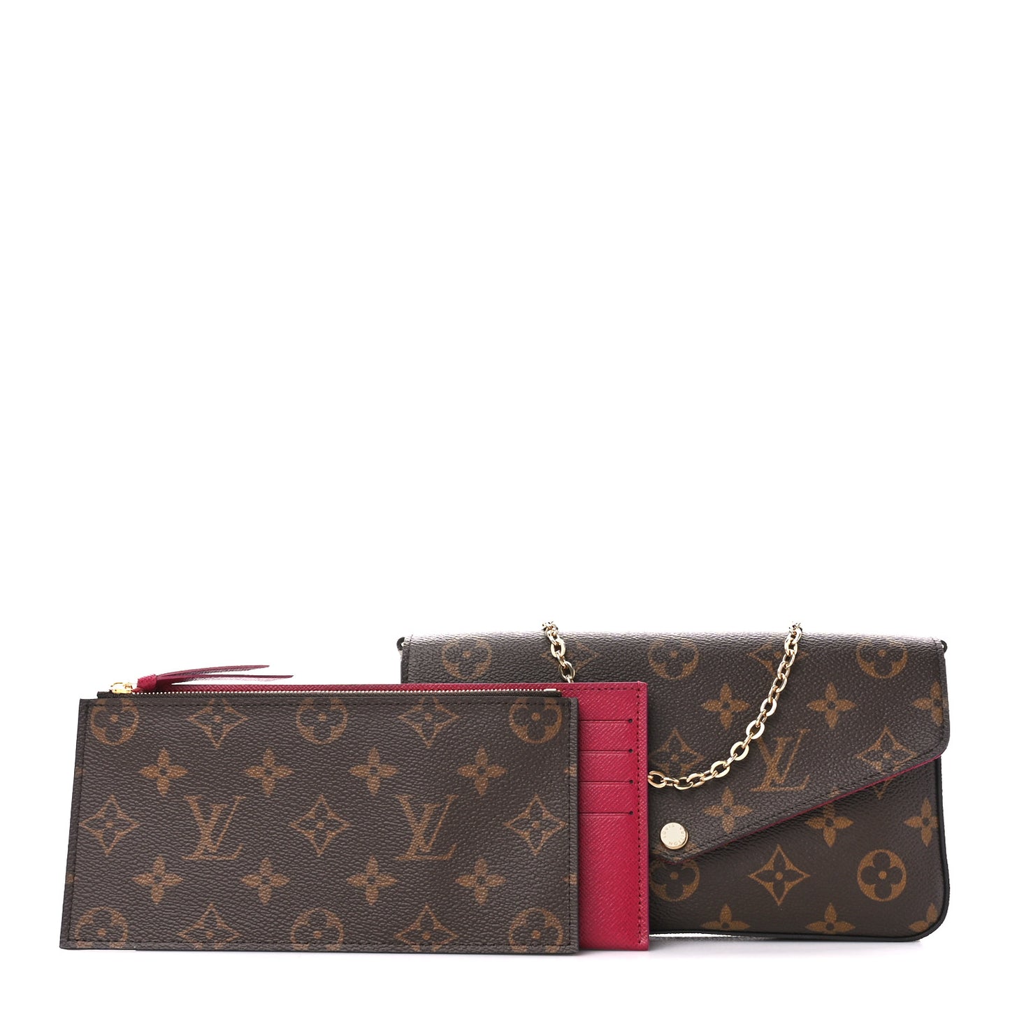 Monogram Pochette Felicie Chain Wallet Fuchsia