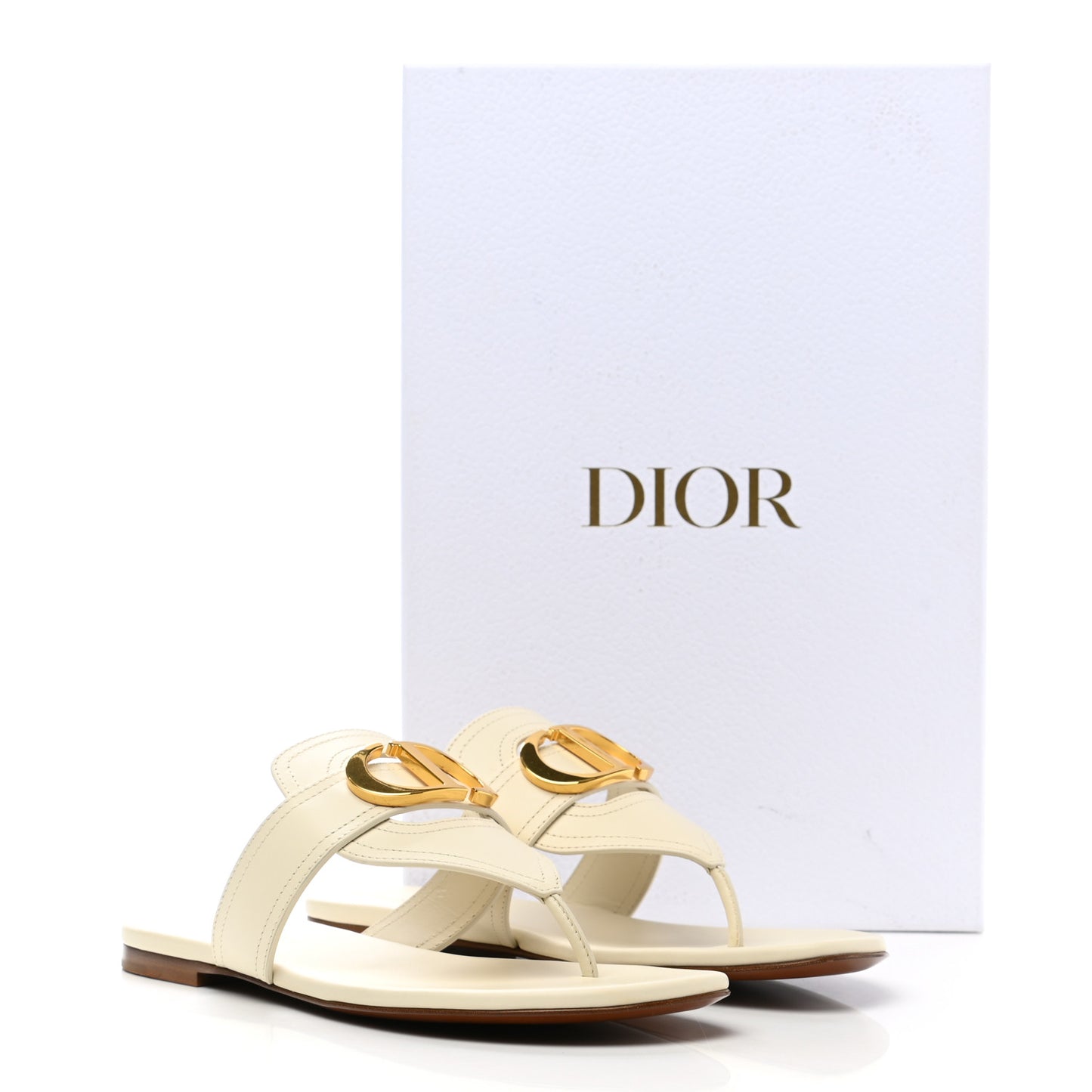 Calfskin 30 Montaigne Thong Sandals 36.5 White
