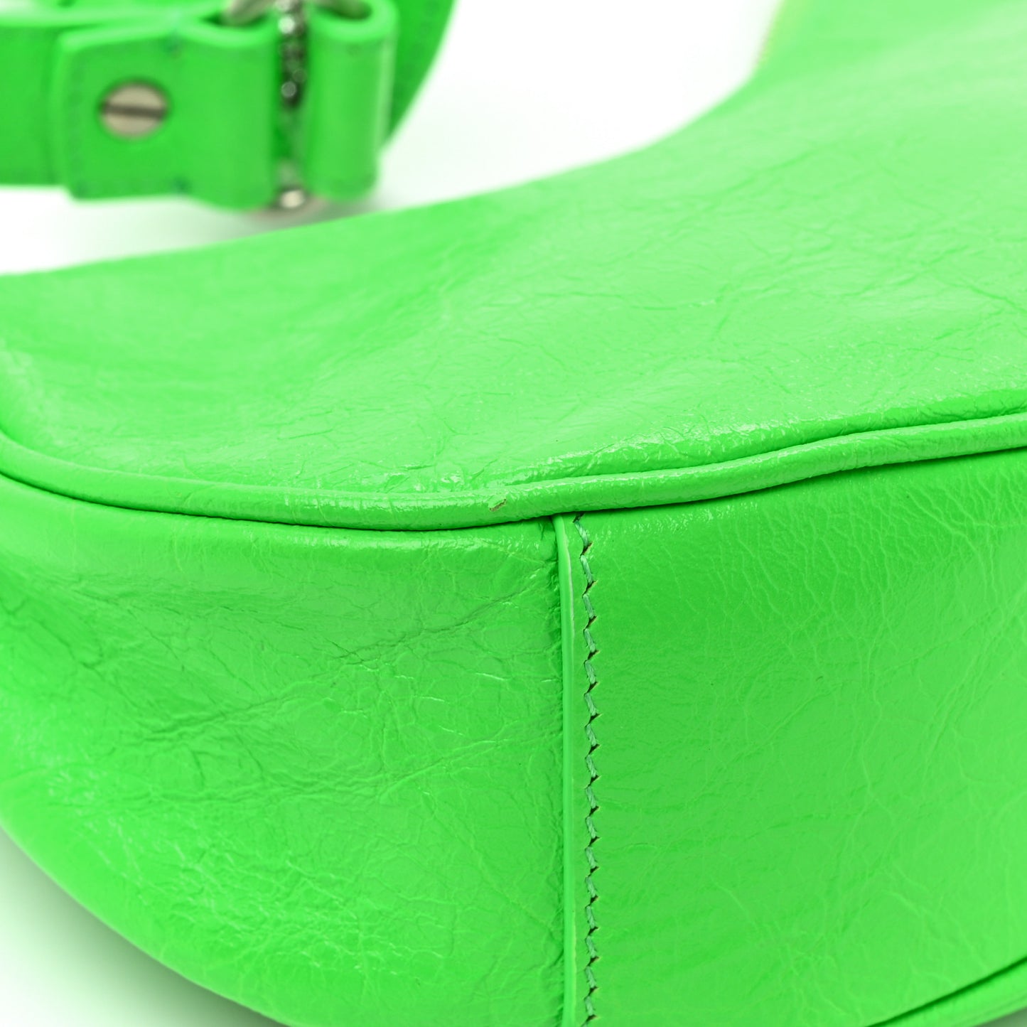 Agneau Arena Crystal Le Cagole Shoulder Bag XS Fluo Green