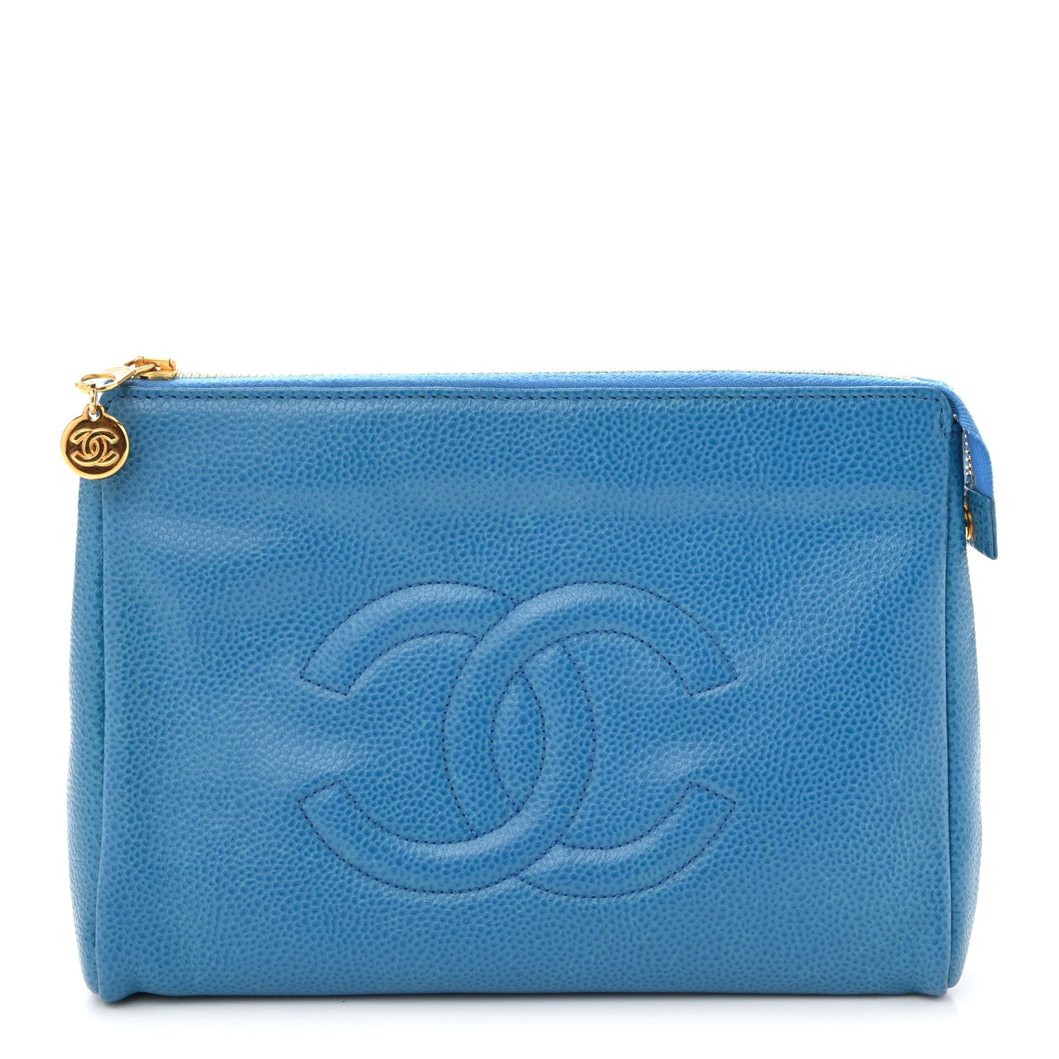 c*t様 CHANEL 青 レザー ケース Chanel Quilted Small Cosmetic Case in Blue