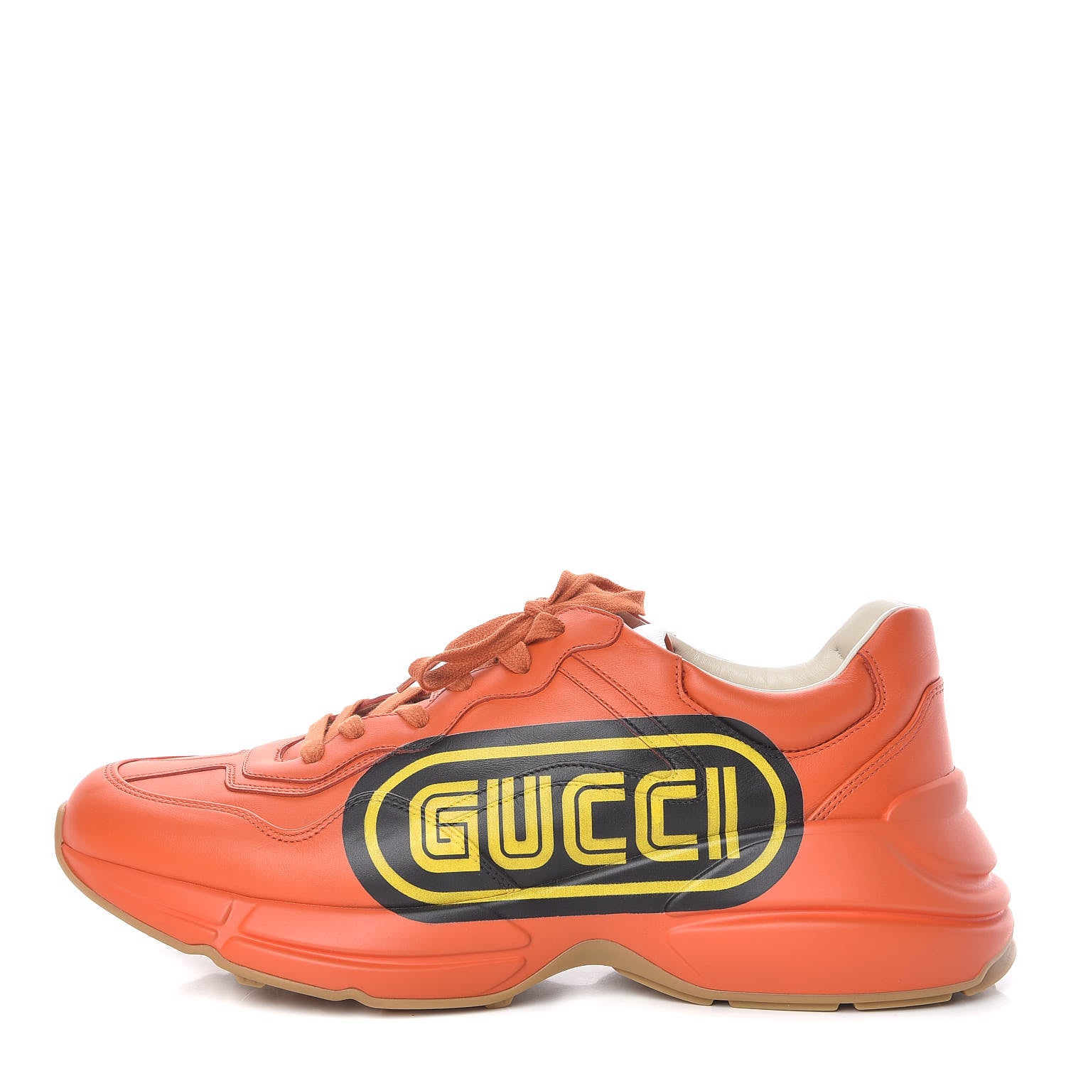 Gucci X SEGA Calfskin Logo Mens Rhyton Sneakers 12 Deep Orange