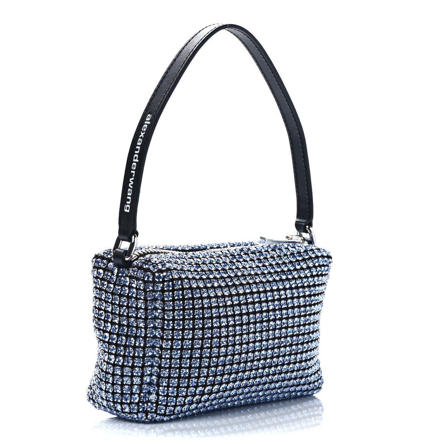 Mesh Crystal Rhinestone Mini Heiress Pouch Baby Blue