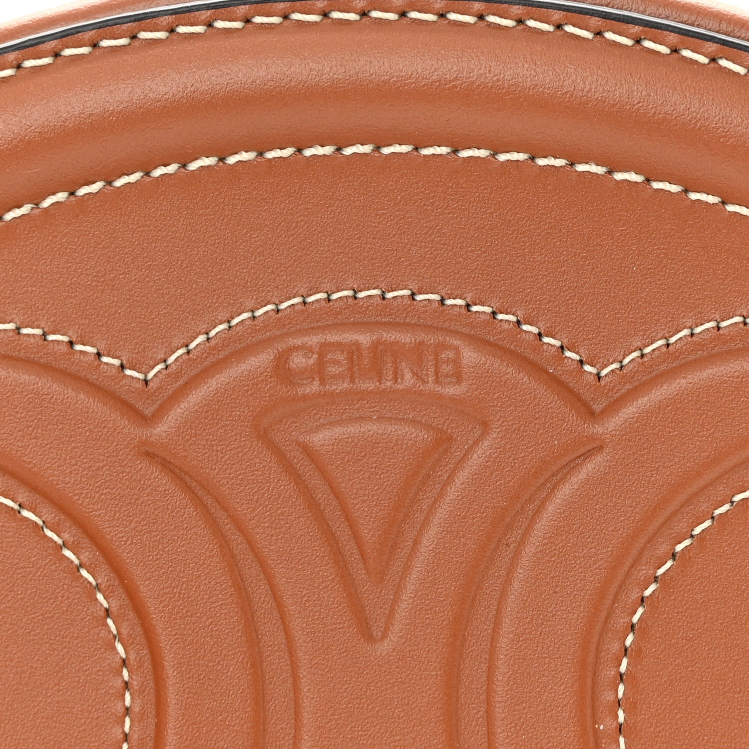 Celine Smooth Calfskin Cuir Small Triomphe Oval Crossbody Purse Tan 6 of 11