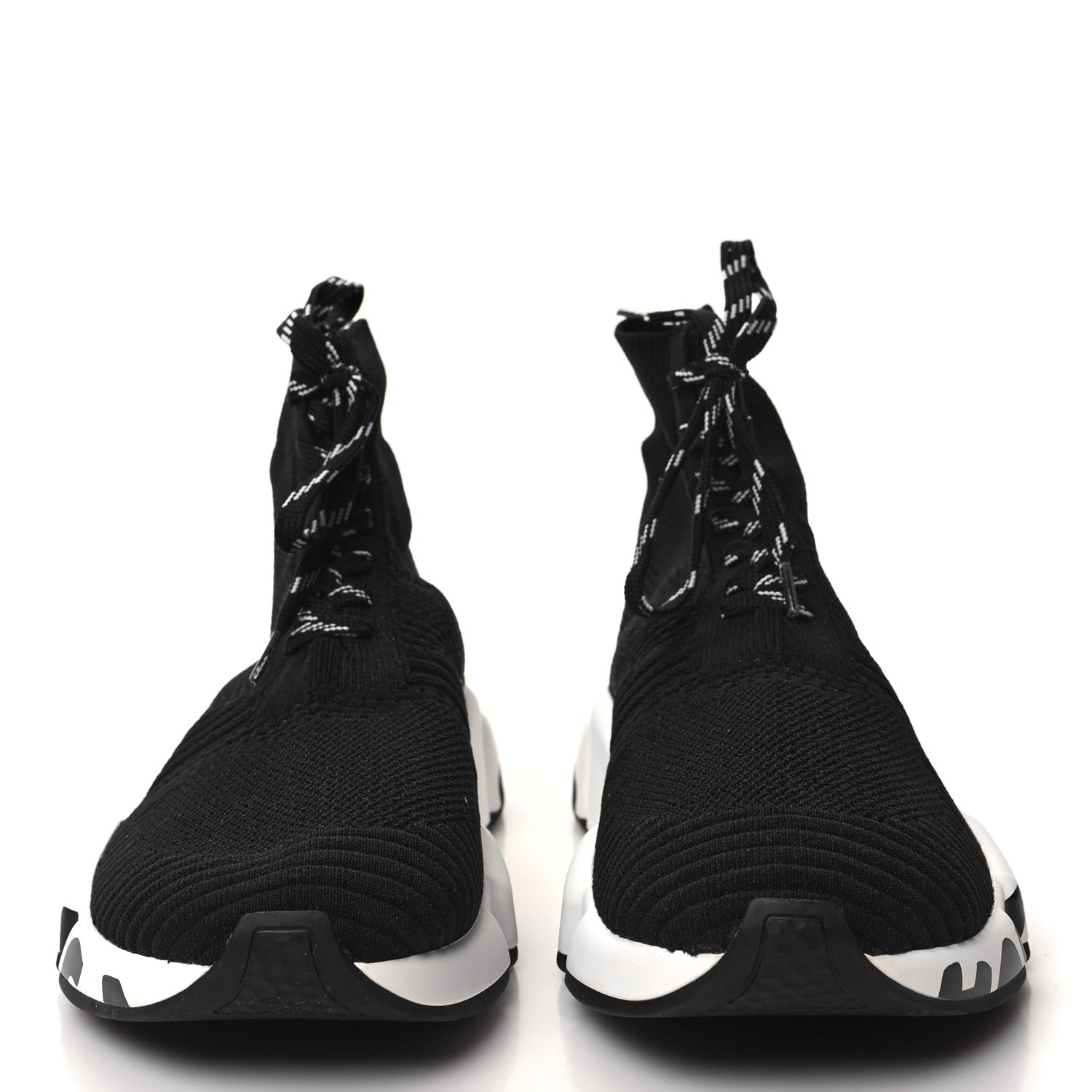 Balenciaga Knit Womens Speed Lace Up Graffiti Sneakers 38 Black White 2 of 8
