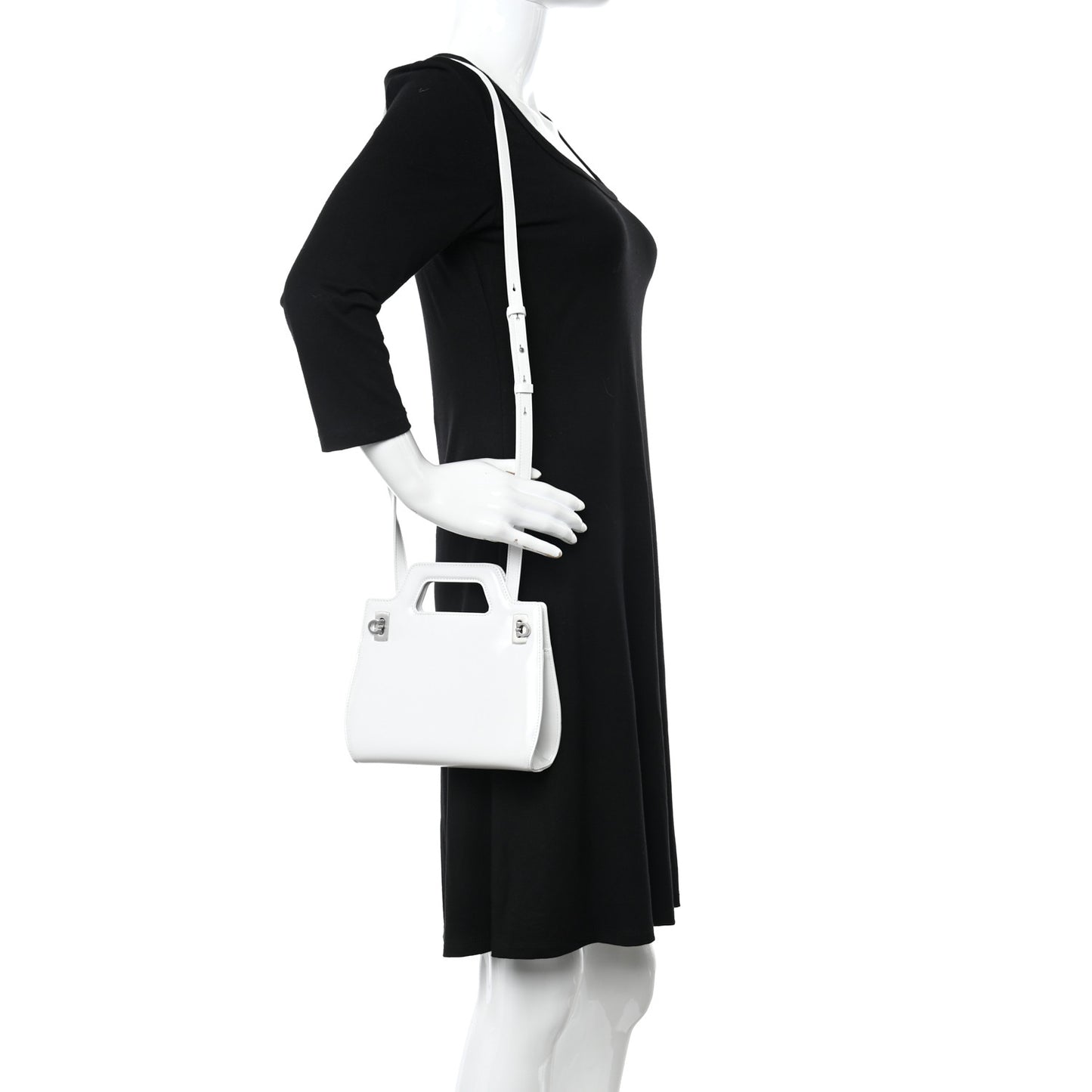 Brushed Calfskin Mini Wanda Top Handle Bag Optic White