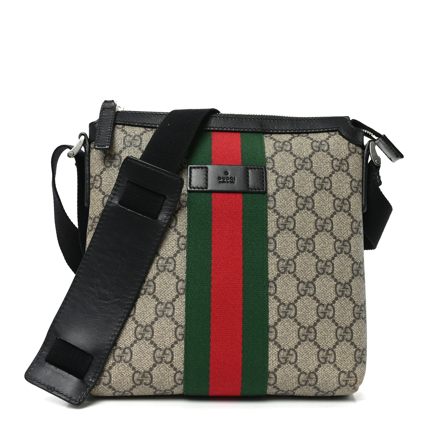 Gucci GG Supreme Monogram Web Messenger Bag Black 1886945