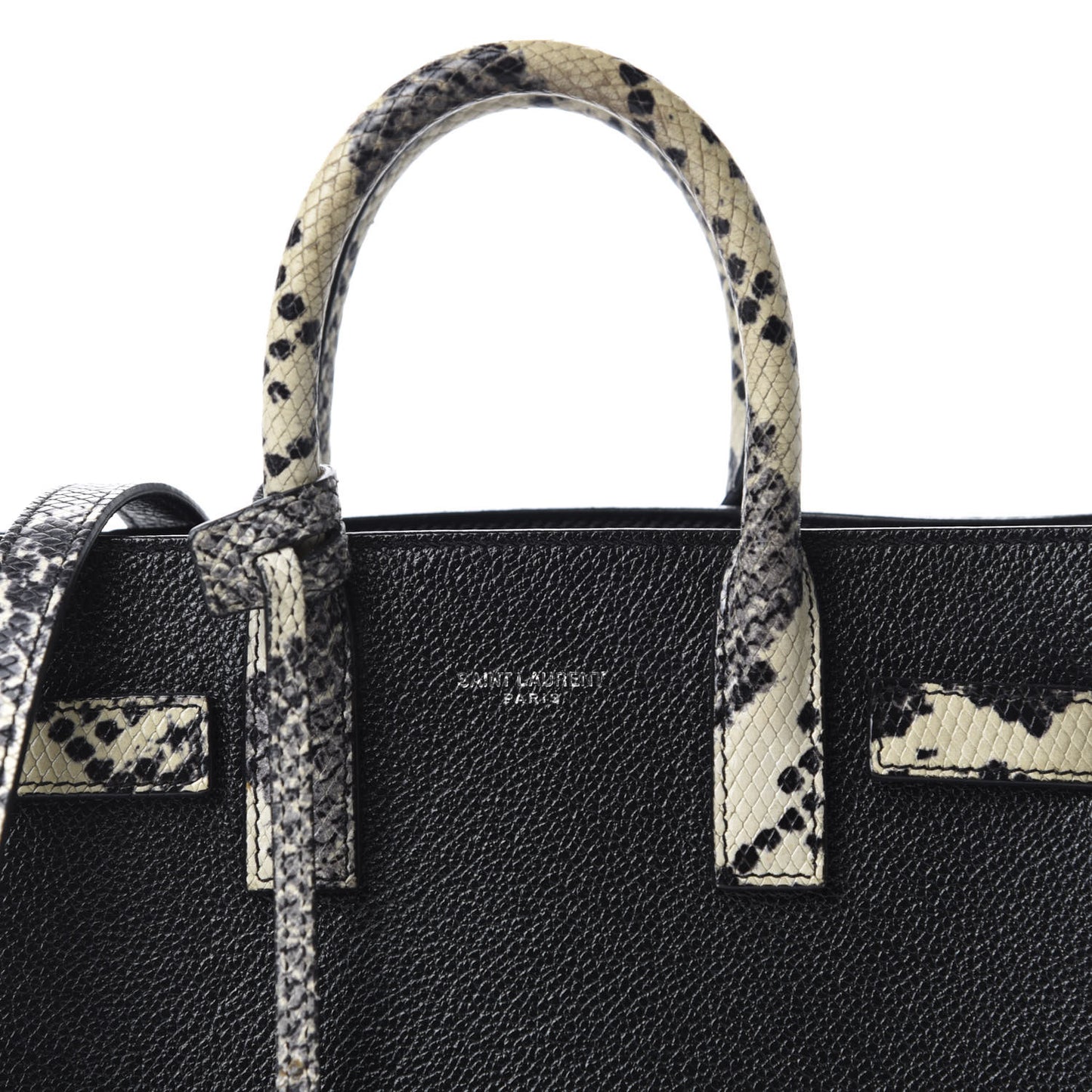 Grained Calfskin Python Embossed Nano Sac De Jour Black