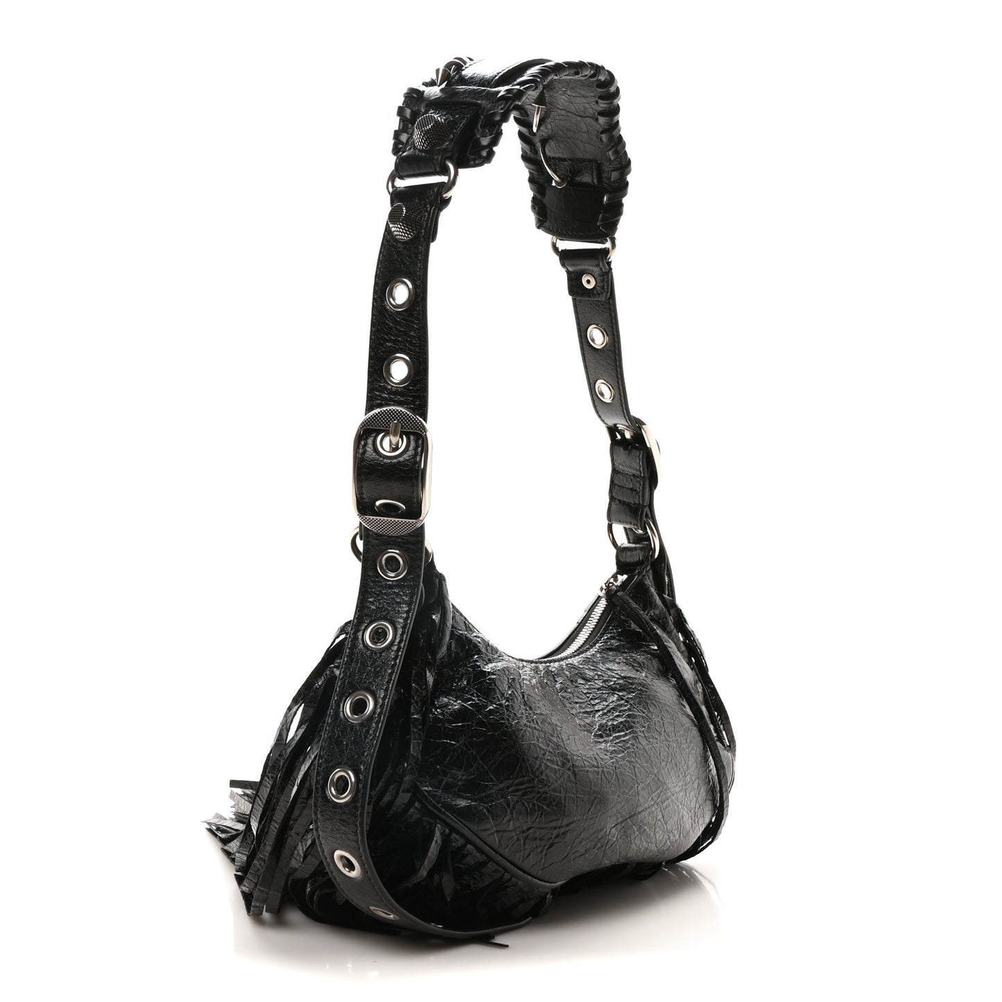 Agneau Arena Le Cagole Fringe Shoulder Bag XS Black