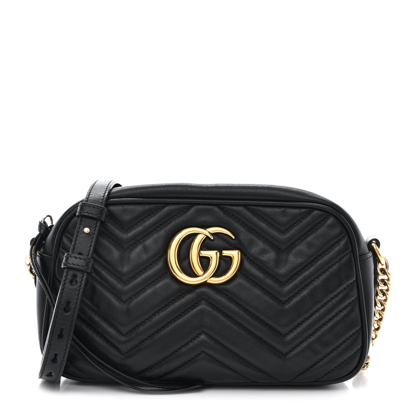 Calfskin Matelasse Small GG Marmont Chain Shoulder Bag Black
