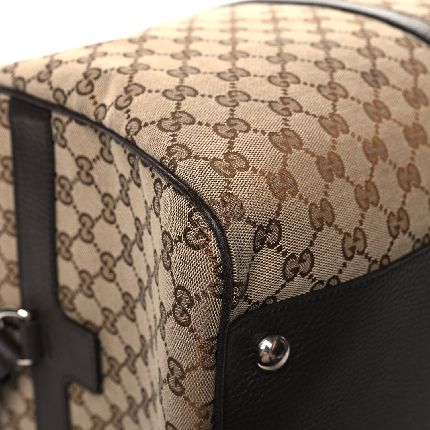 Gucci Monogram Dollar Calfskin Large Boston Duffle Bag Beige Ebony Testa di Moro Marrone Scuro 8 of 11