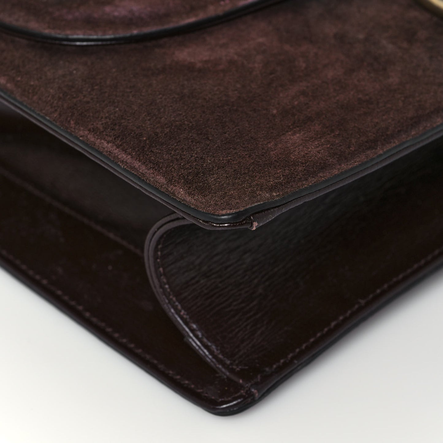 Suede Medium Torchon GG Ring Shoulder Bag Reflex Brown