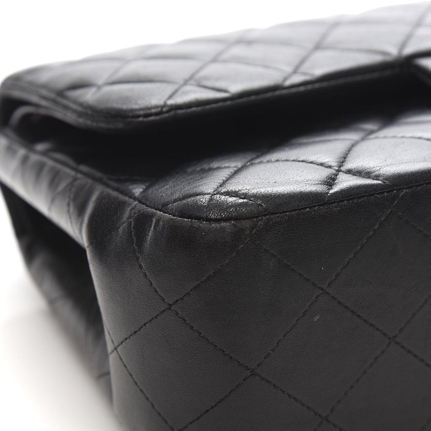 Lambskin Quilted Jumbo Double Flap Black