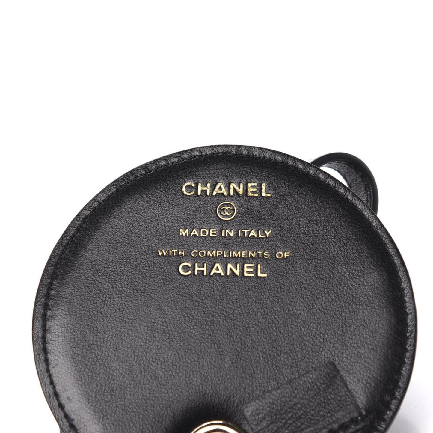 Lambskin Quilted Round Luggage Tag Black