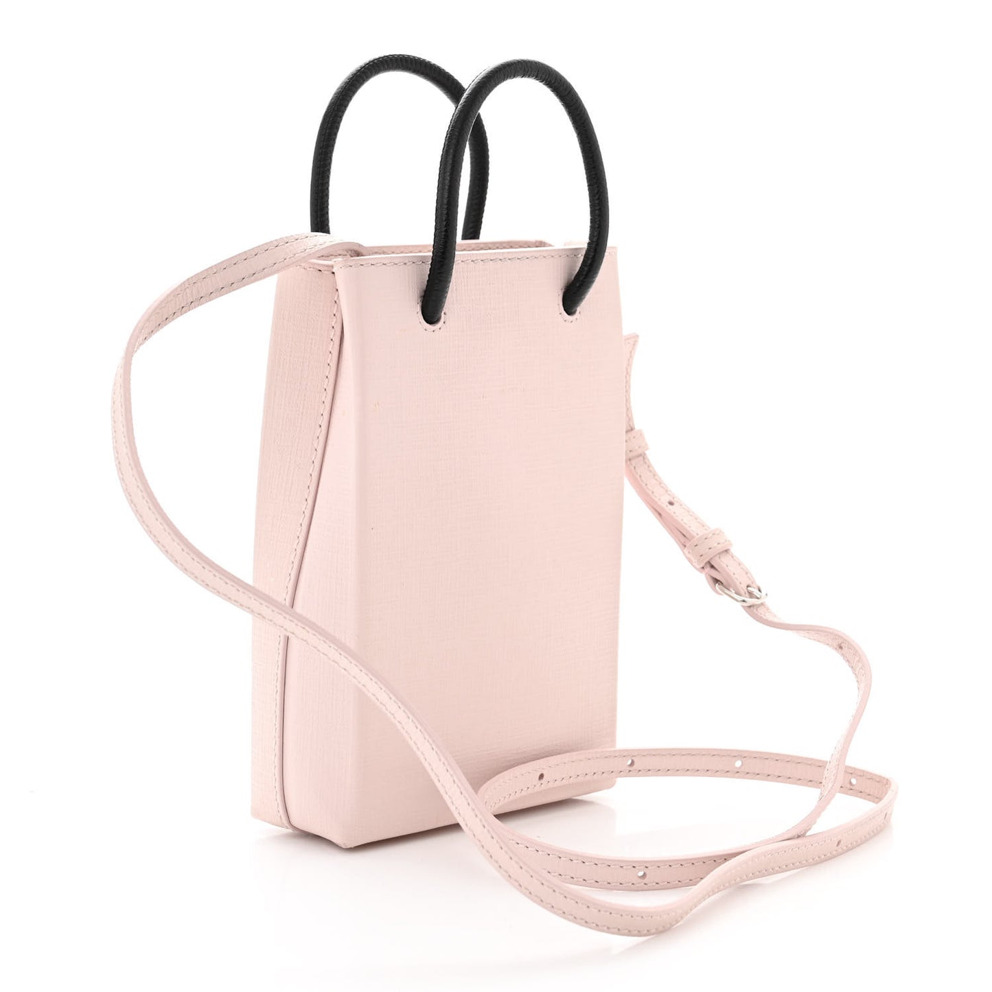 Squared Calfskin Logo Shopping Phone Holder Bag Light Rose