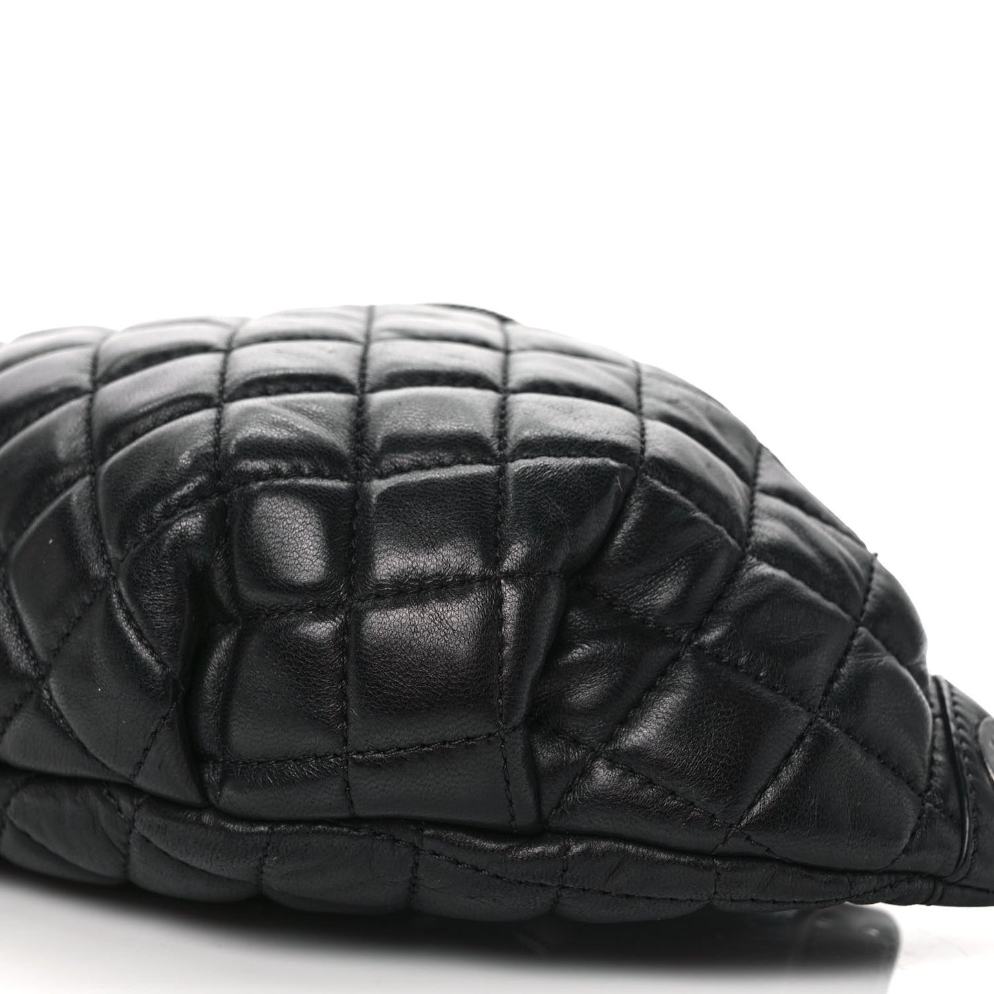 Lambskin Quilted Banane Waist Bag Fanny Pack Black