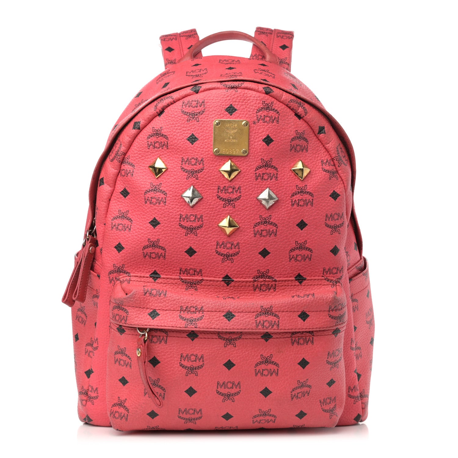 MCM Visetos Medium Sprinkle Stud Stark Backpack Corail 1 of 17