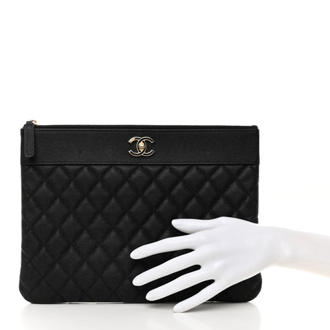Caviar Quilted Medium Vintage Mademoiselle Cosmetic Case Black