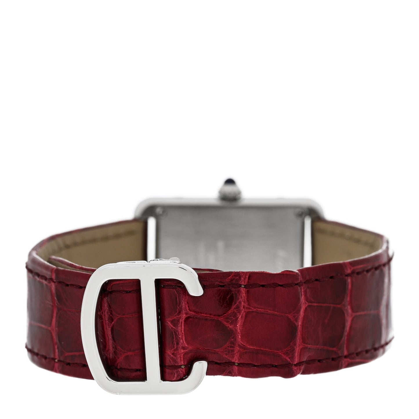 Stainless Steel Alligator 24mm Tank Solo Quartz Watch Burgundy