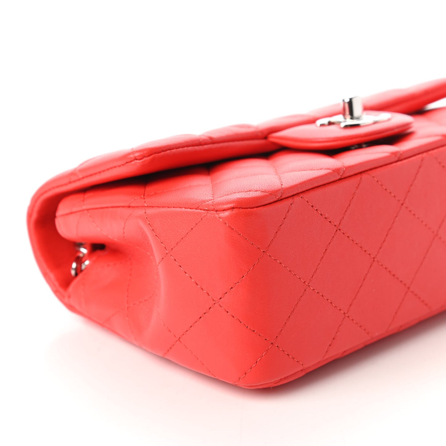 Lambskin Quilted Mini Rectangular Flap Red