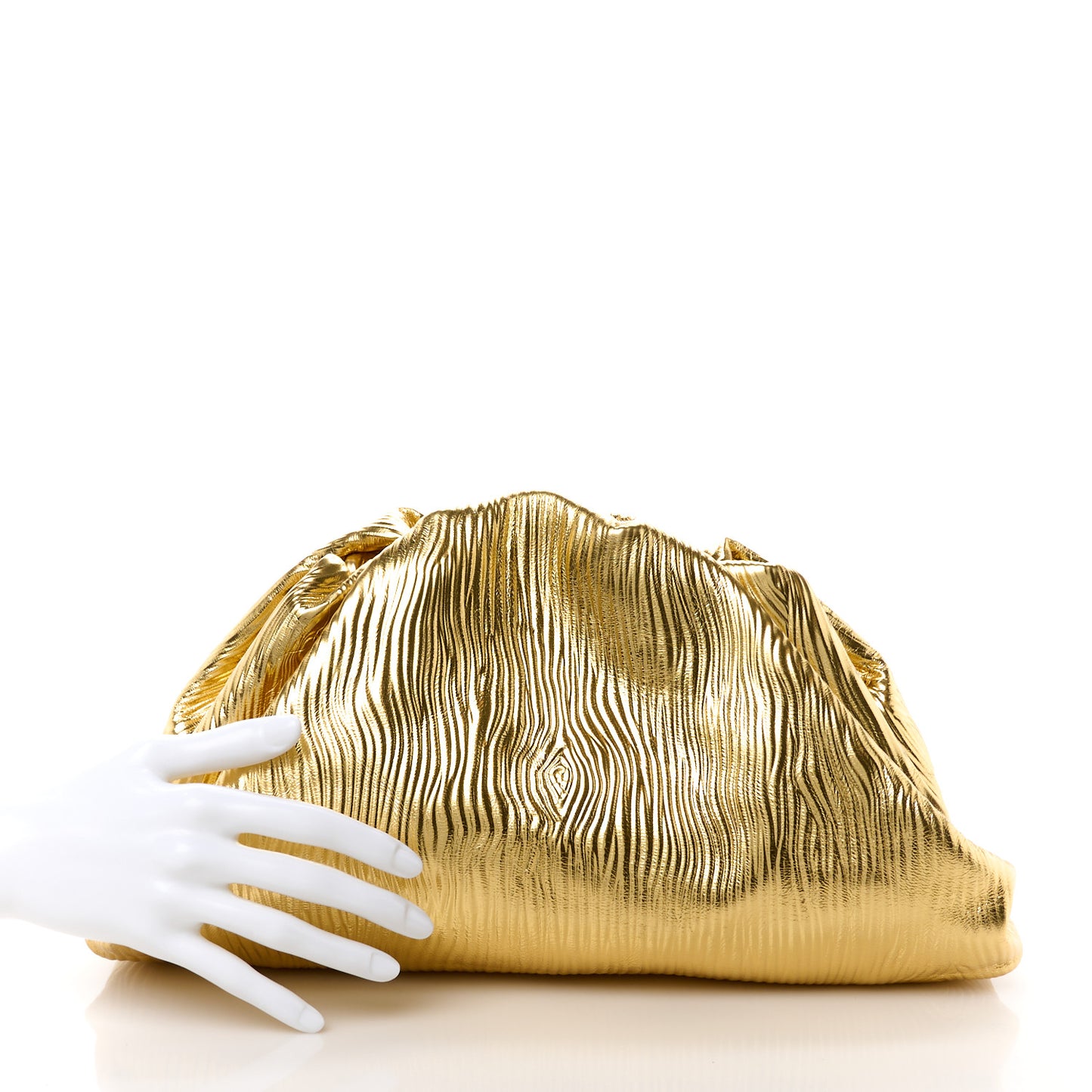 Metallic Bark Calfskin Embossed The Pouch Oversized Clutch Oro