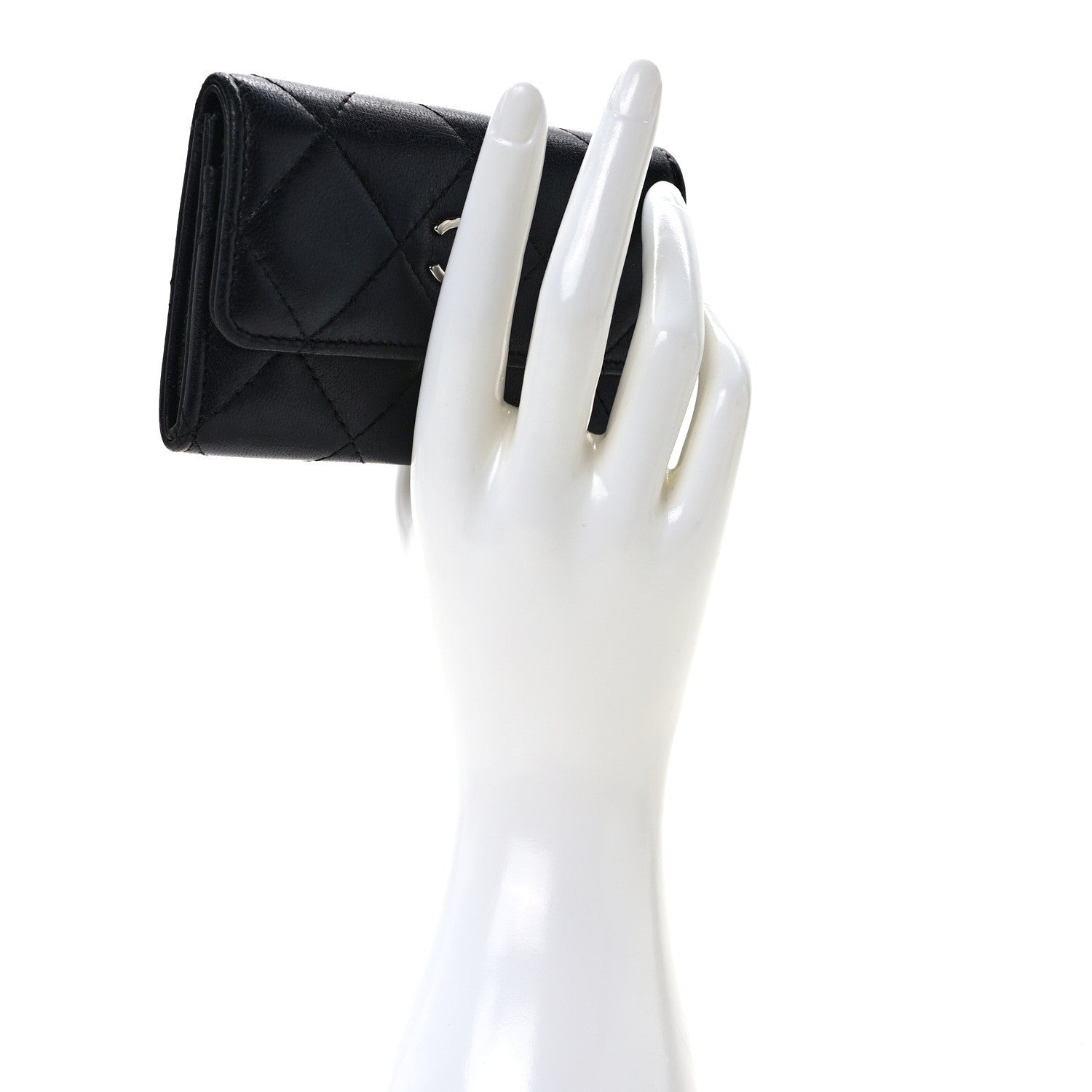 Chanel Lambskin Quilted Small Graffiti Compact Wallet Black 2 of 10