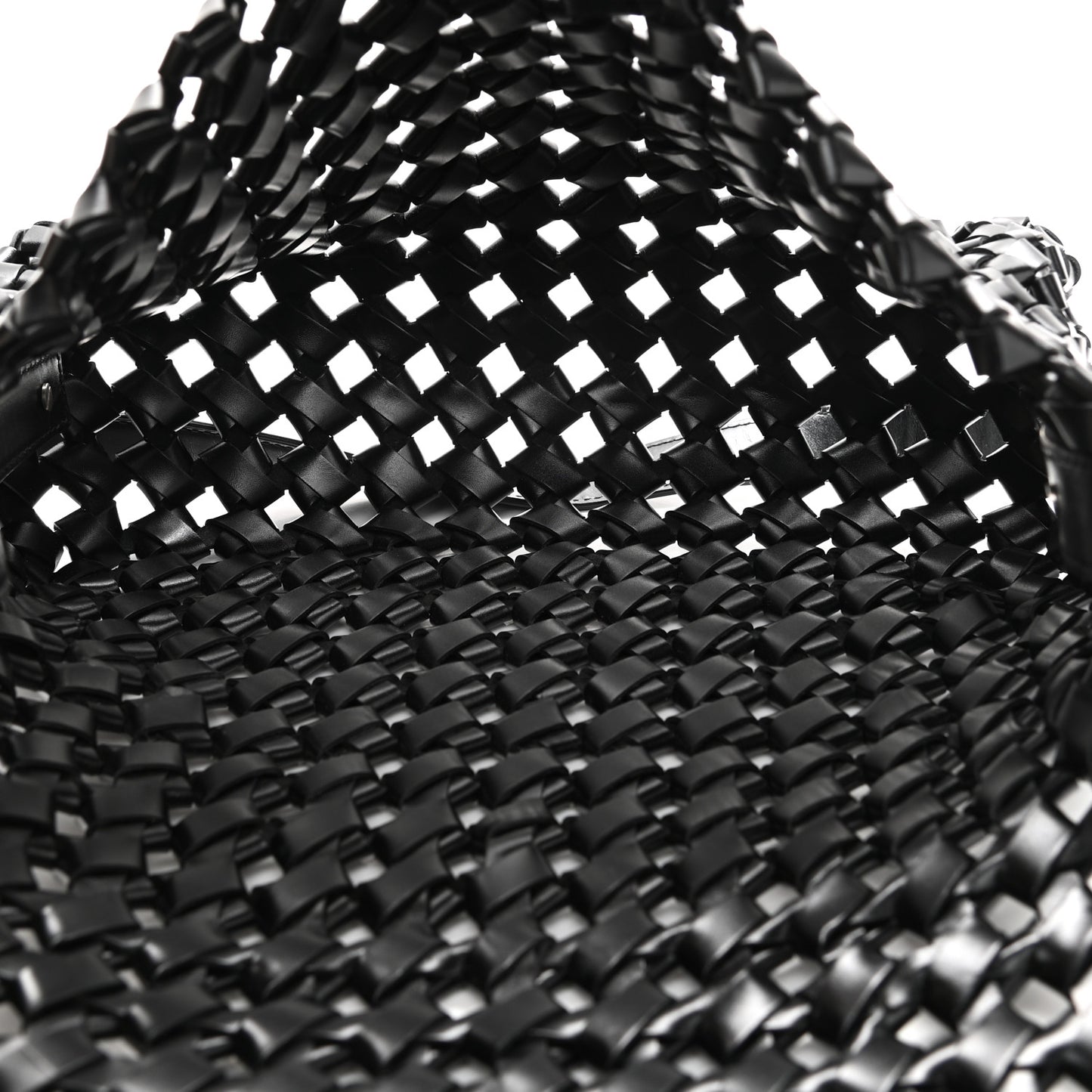 Nappa Intrecciato Crochet The Window Crossbody Bag Black