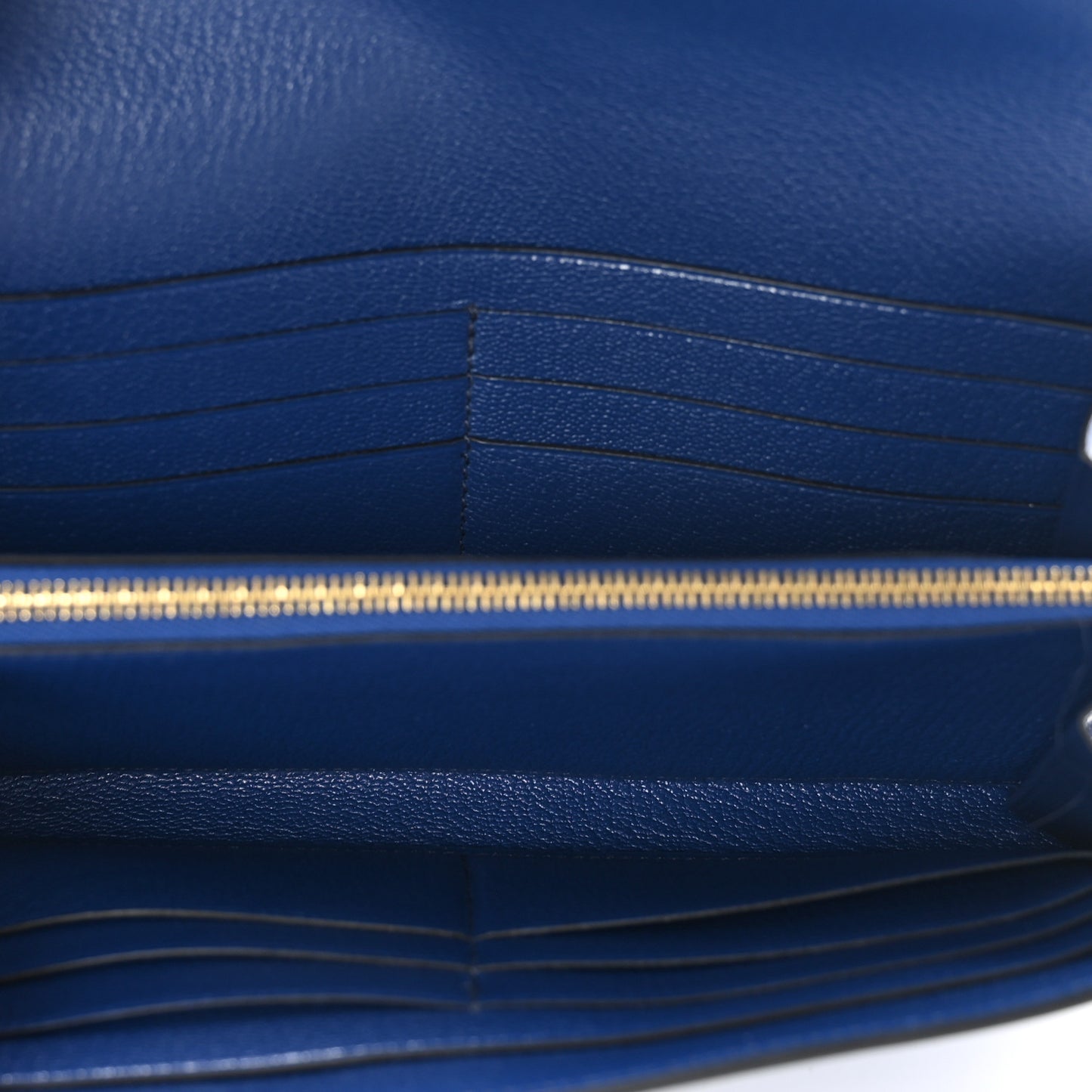 Ostrich Kelly Longue Wallet Bleu Saphir