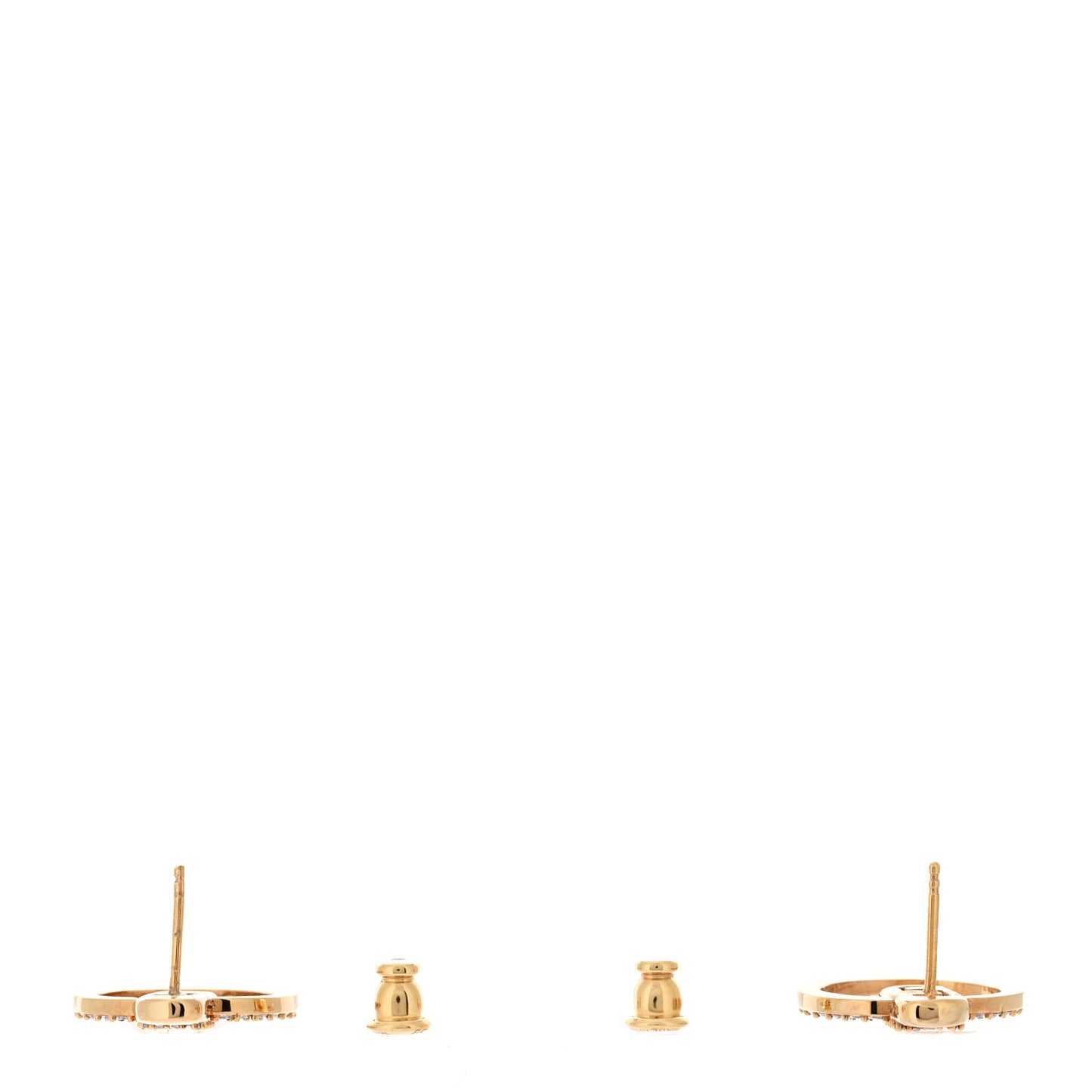 Metal Crystal FF O'Lock Round Earrings Gold