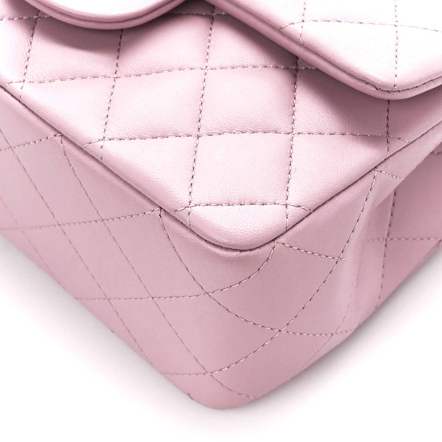 Lambskin Quilted Mini Top Handle Rectangular Flap Light Pink