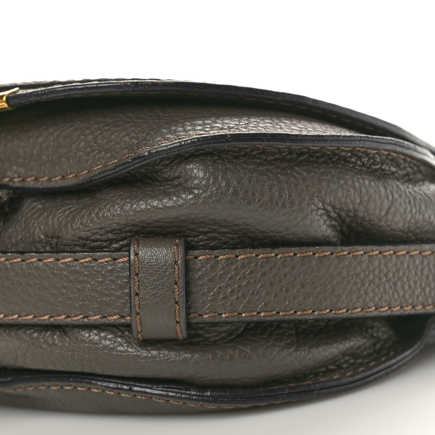 Grained Calfskin Small Marcie Saddle Bag Brown