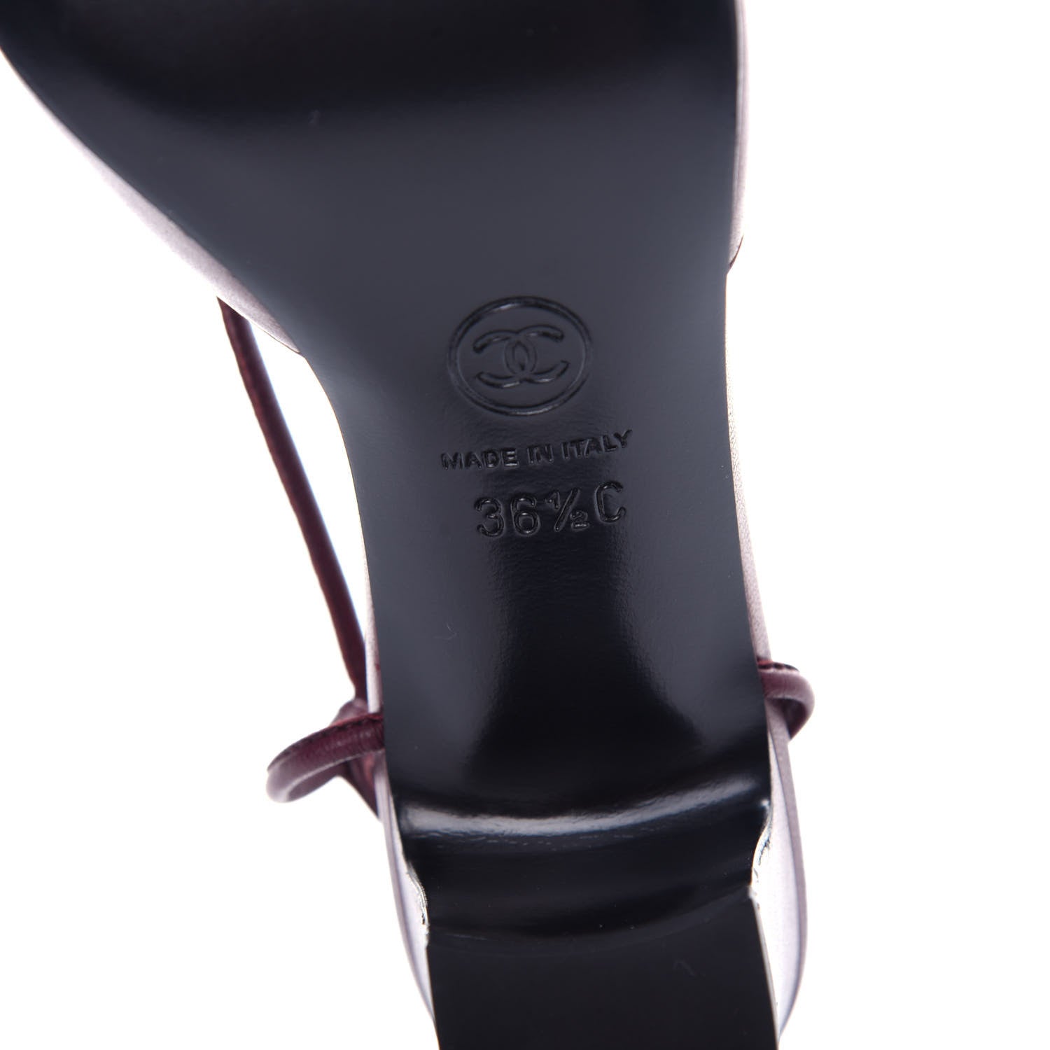 Chanel Lambskin Satin Slingback Cap Toe Bow Pumps 36.5 Burgundy Black 9 of 11