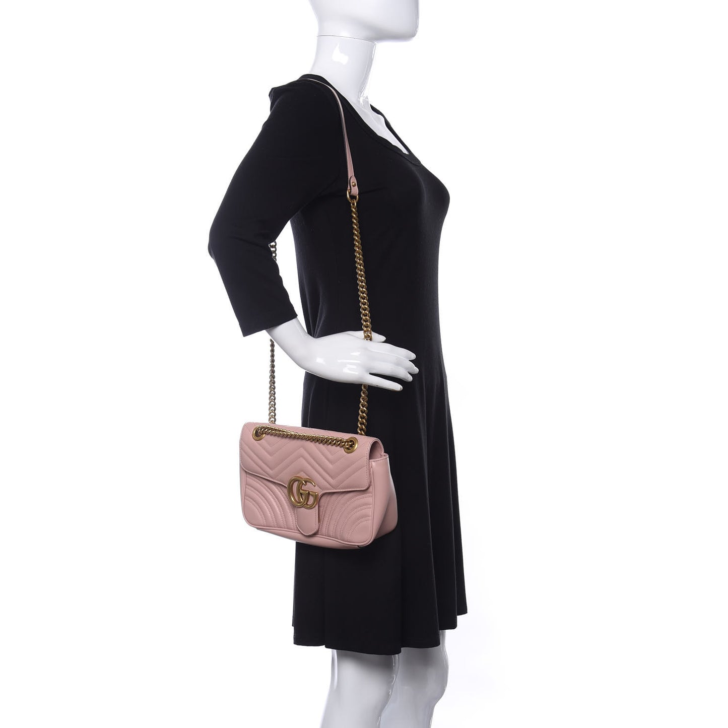 Calfskin Matelasse Small GG Marmont Shoulder Bag Perfect Pink